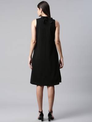 Women black halter neck casual dress 4