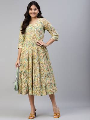 Round neck gathered dress 1