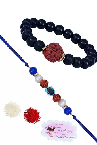 Handmade rakhi for brother combo couple pair rudraksha rakhi bracelet set for bhaiya