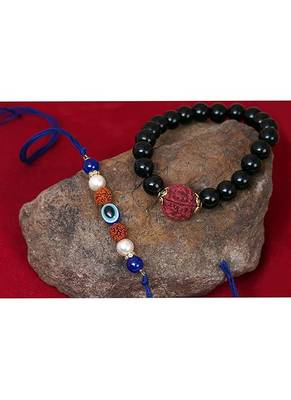 Handmade rakhi for brother combo couple pair rudraksha rakhi bracelet set for bhaiya 2