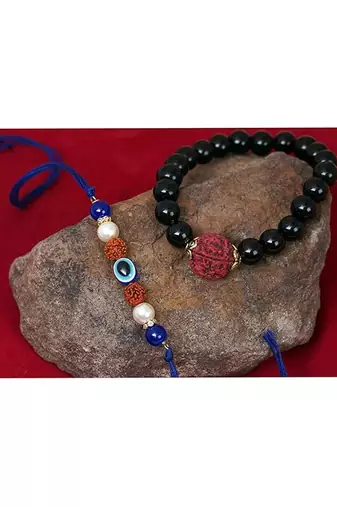 Handmade rakhi for brother combo couple pair rudraksha rakhi bracelet set for bhaiya