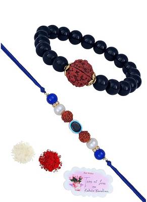 Handmade rakhi for brother combo couple pair rudraksha rakhi bracelet set for bhaiya 3
