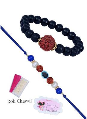 Handmade rakhi for brother combo couple pair rudraksha rakhi bracelet set for bhaiya 4