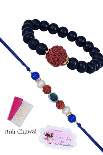 Handmade rakhi for brother combo couple pair rudraksha rakhi bracelet set for bhaiya