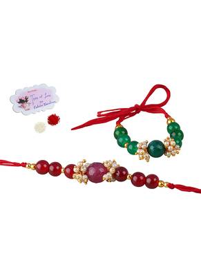 combo of 2 fashion beaded & pearl rakhi for rakshabandhan festival bhaiya rakhi handcrafted with 1