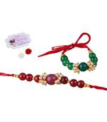 combo of 2 fashion beaded & pearl rakhi for rakshabandhan festival bhaiya rakhi handcrafted with
