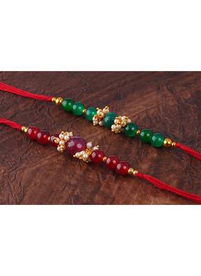 combo of 2 fashion beaded & pearl rakhi for rakshabandhan festival bhaiya rakhi handcrafted with 2