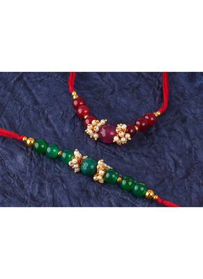 combo of 2 fashion beaded & pearl rakhi for rakshabandhan festival bhaiya rakhi handcrafted with 3