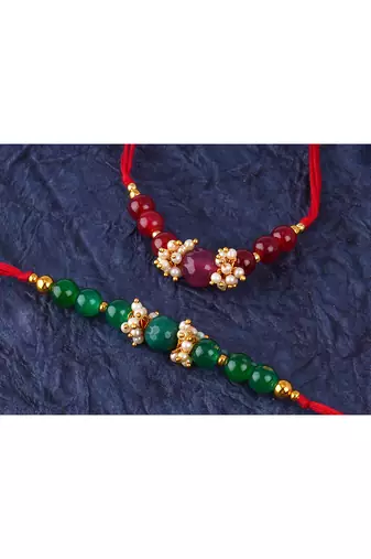 combo of 2 fashion beaded & pearl rakhi for rakshabandhan festival bhaiya rakhi handcrafted with