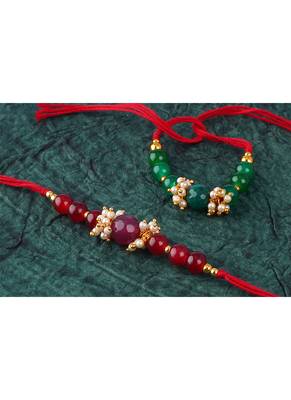 combo of 2 fashion beaded & pearl rakhi for rakshabandhan festival bhaiya rakhi handcrafted with 4