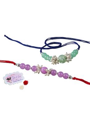 Combo of 2 fashion beaded & pearl rakhi for rakshabandhan festival bhaiya rakhi handcrafted 1