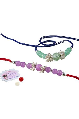 Combo of 2 fashion beaded & pearl rakhi for rakshabandhan festival bhaiya rakhi handcrafted