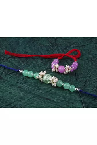 Combo of 2 fashion beaded & pearl rakhi for rakshabandhan festival bhaiya rakhi handcrafted