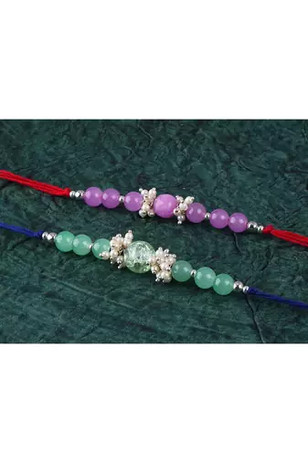 Combo of 2 fashion beaded & pearl rakhi for rakshabandhan festival bhaiya rakhi handcrafted