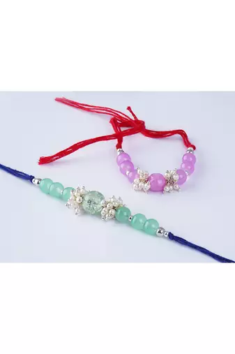 Combo of 2 fashion beaded & pearl rakhi for rakshabandhan festival bhaiya rakhi handcrafted