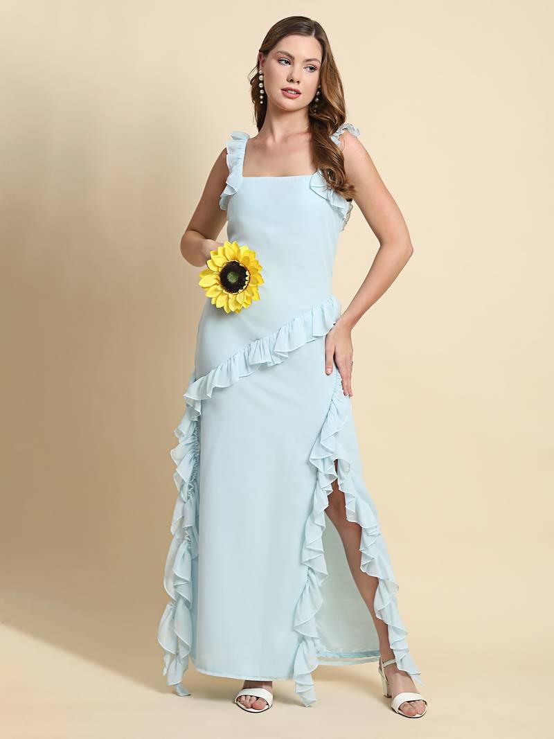 Versatile Georgette Long Western Dress for Parties and Casual Wear