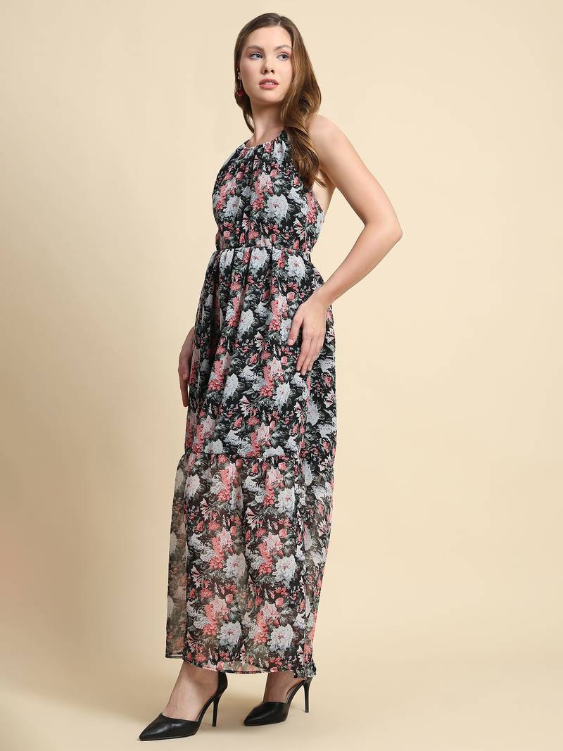 Versatile Georgette Long Western Dress for Parties and Casual Wear