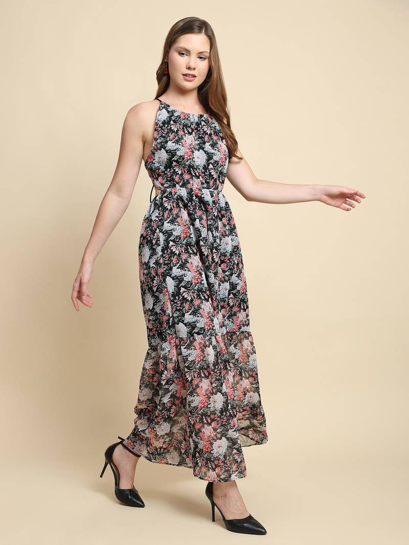 Versatile Georgette Long Western Dress for Parties and Casual Wear