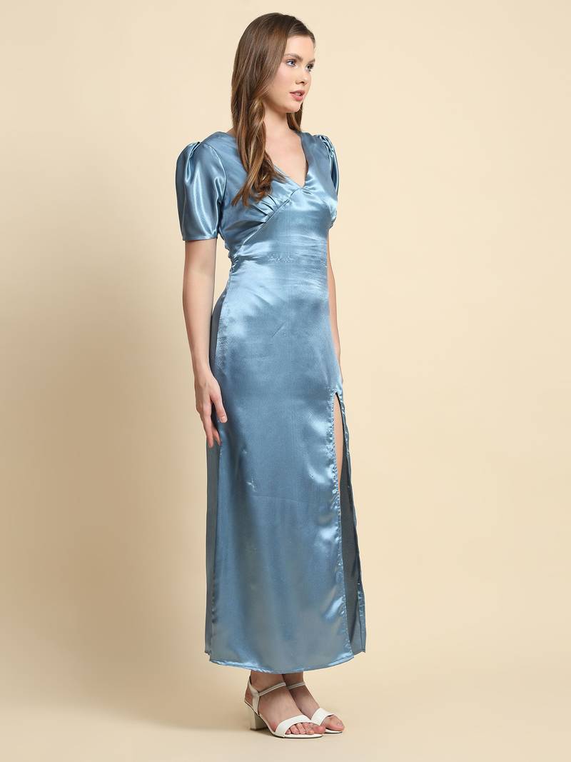 Women Satin Long Fusion Ideal for Parties and Casual Occasions