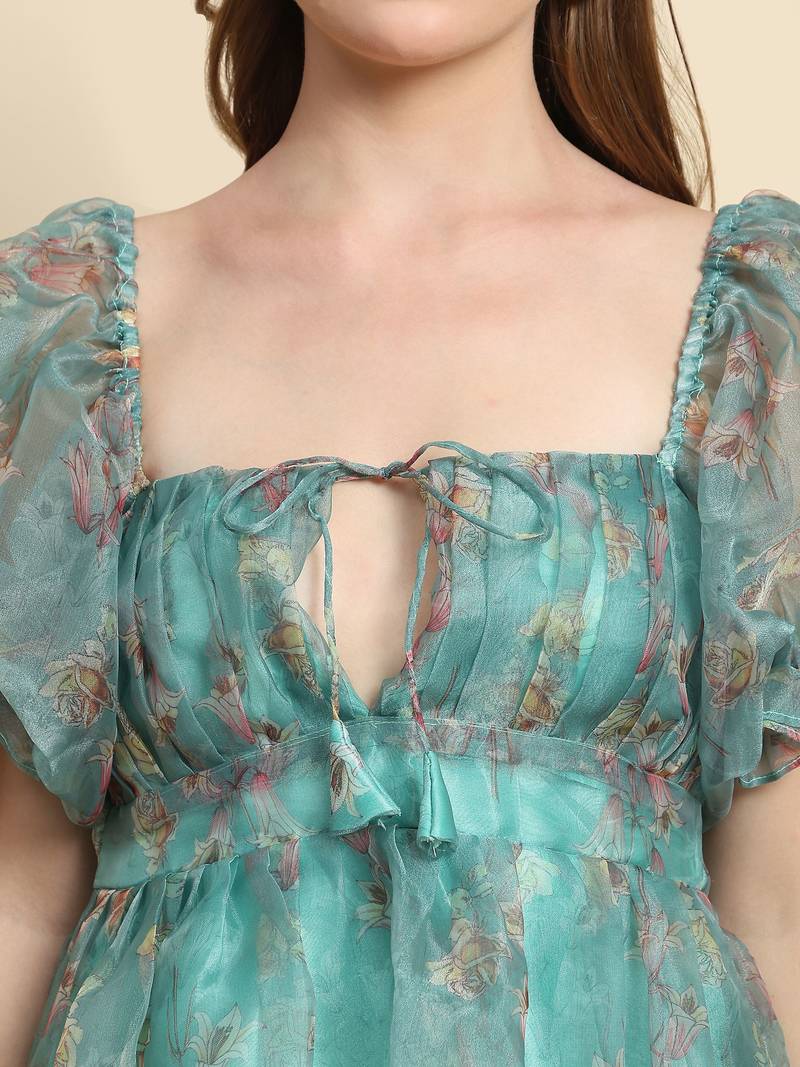 Elegant Organza Women Short Western Dress for Party Glam