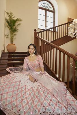 Beautiful White Georgette Lehenga Choli Set With Dupatta 2