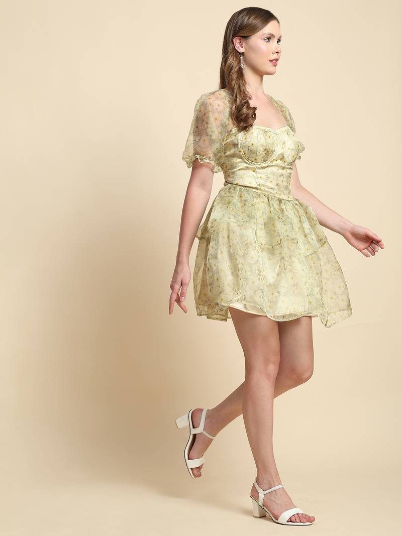 Elegant Organza Women Short Western Dress for Party Glam