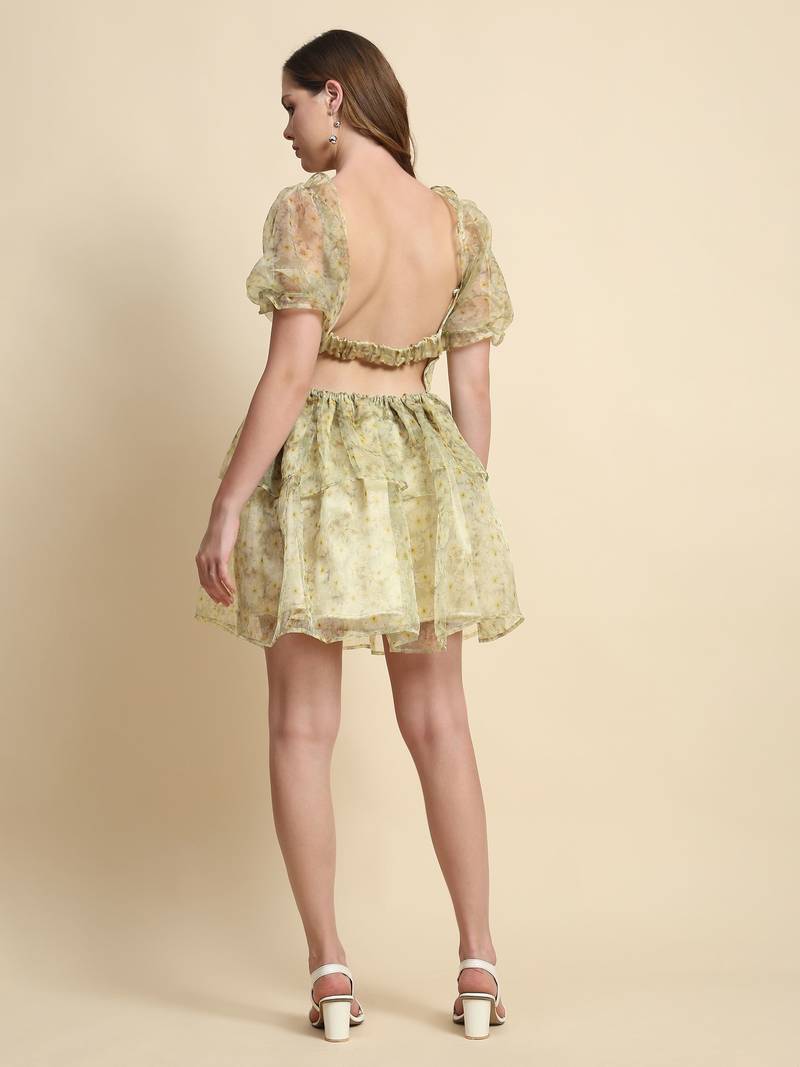 Elegant Organza Women Short Western Dress for Party Glam