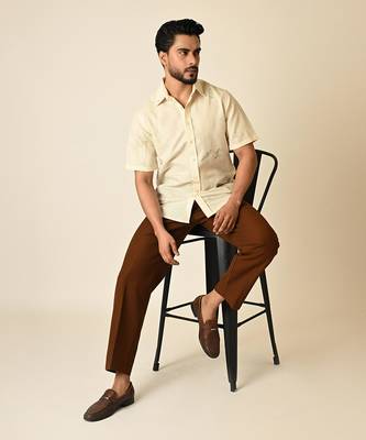 Cream pure linen embroidered thread doodle shirt 2
