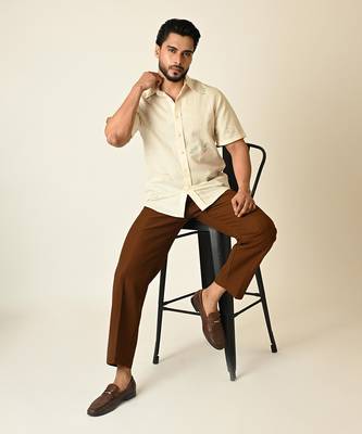 Cream pure linen embroidered thread doodle shirt 3