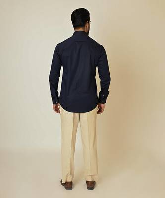 Blue giza cotton embroidered thread camel cactus shirt 5
