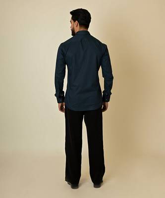 Blue giza cotton embroidered thread egyptian circle shirt 4