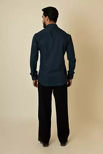 Blue giza cotton embroidered thread egyptian circle shirt