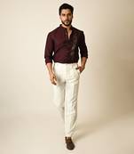 Wine terrycot embroidered thread drowning shirt