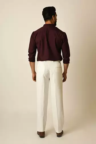 Wine terrycot embroidered thread drowning shirt