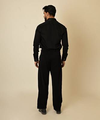 Black giza cotton embroidered thread broken honeycomb embellished shirt 5