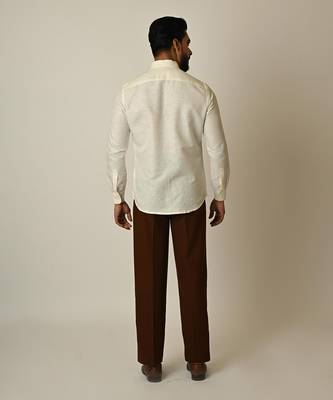 Off white pure linen embroidered thread sunset shirt 4