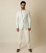 Light blue linen thread embellished blazer