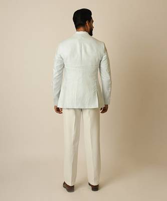 Light blue linen thread embellished blazer 5