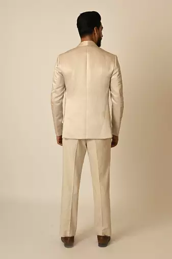 Pastel pink linen satin blend threadwork blazer