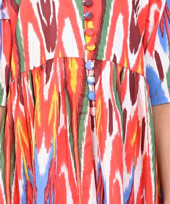 White cotton printed ikat kurta set 5