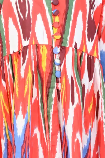 White cotton printed ikat kurta set