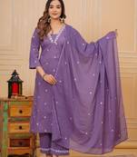 Womens cotton lime & white embroidery work kurta and pants with dupatta