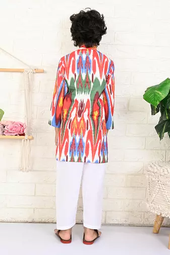 Multi color cotton printed kurta set