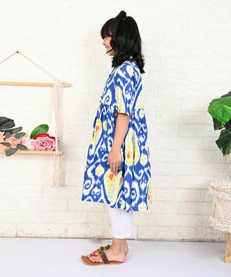 Blue cotton printed kurta set 2