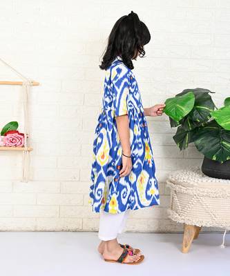 Blue cotton printed kurta set 3