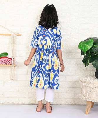 Blue cotton printed kurta set 4
