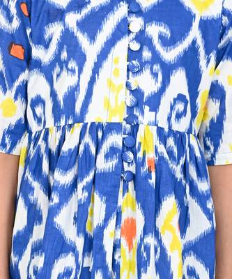 Blue cotton printed kurta set 5