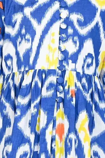 Blue cotton printed kurta set