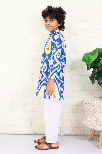 Multi color cotton printed kurta set
