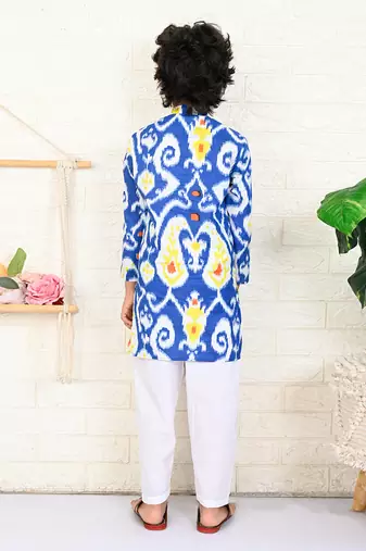 Multi color cotton printed kurta set